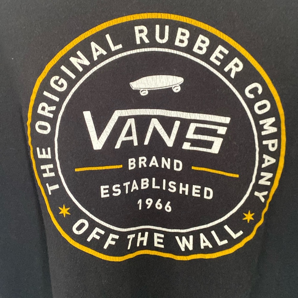 Vans Original Rubber Company Black Graphic Skateboard Tee Shirt - Size Small